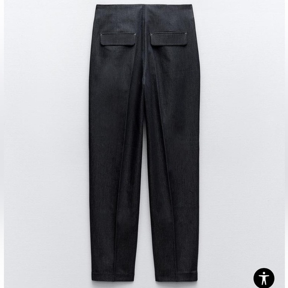 Zara Pants Contrasting Top Stitching Blue Chambray Womens small - Picture 4 of 10